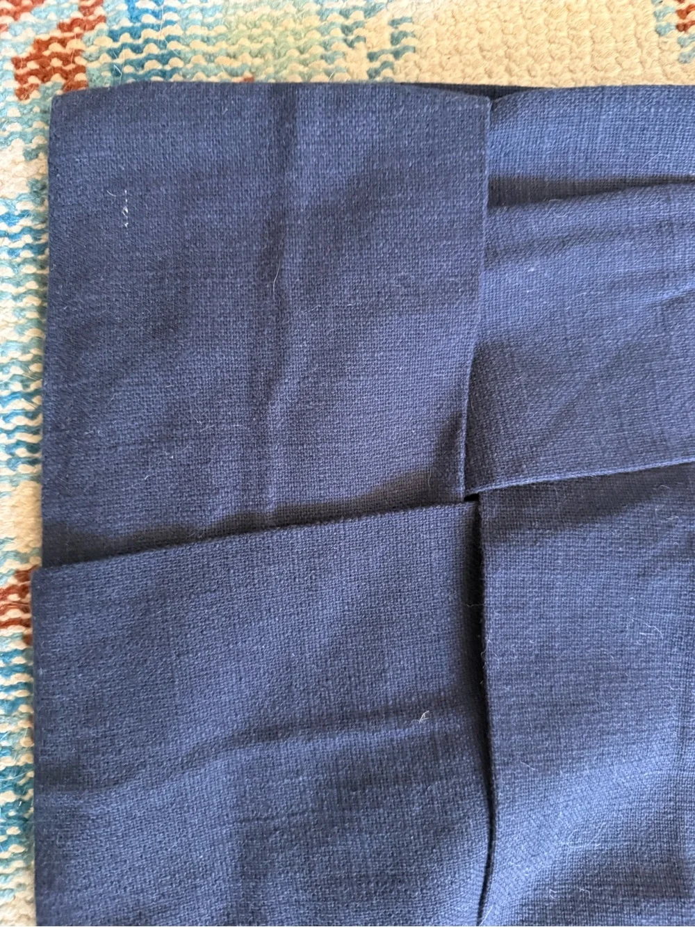Woven Navy Blue Textured Pillow Cover